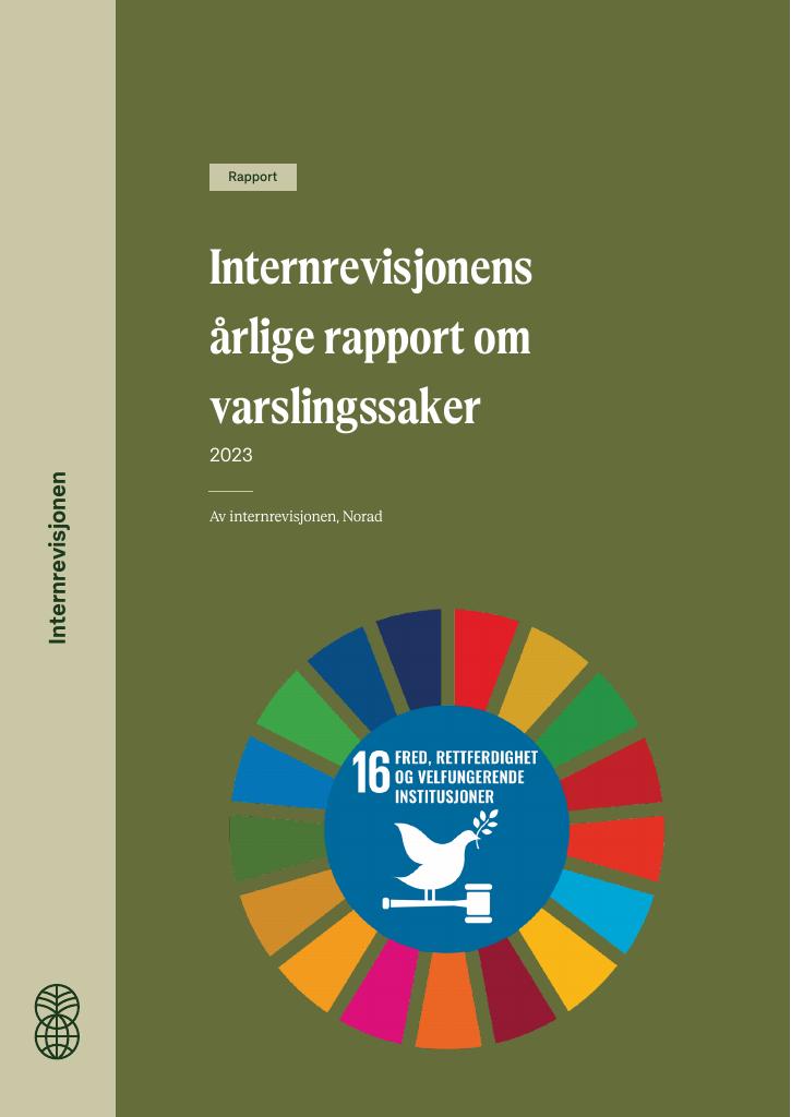 Forsiden av dokumentet Internrevisjonens årlige rapport om varslingssaker 2023