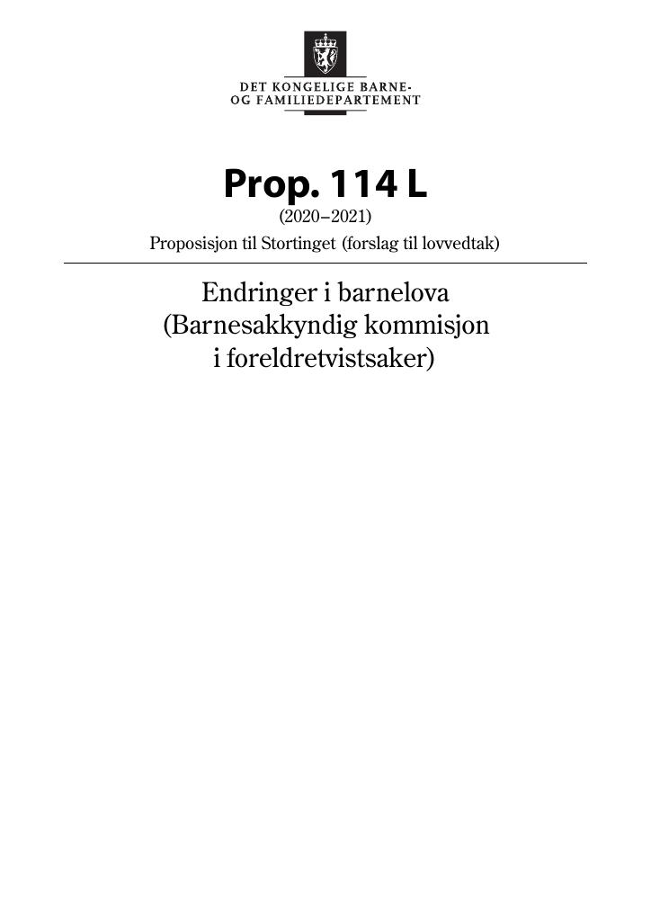 Forsiden av dokumentet Prop. 114 L (2020–2021)