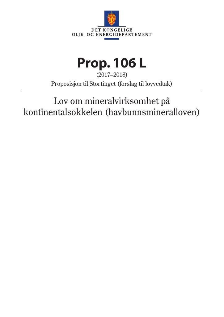 Forsiden av dokumentet Prop. 106 L (2017–2018)