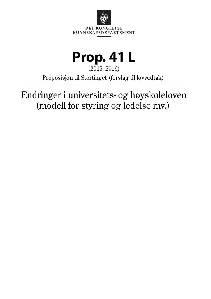 Forsiden av dokumentet Prop. 41 L (2015–2016)