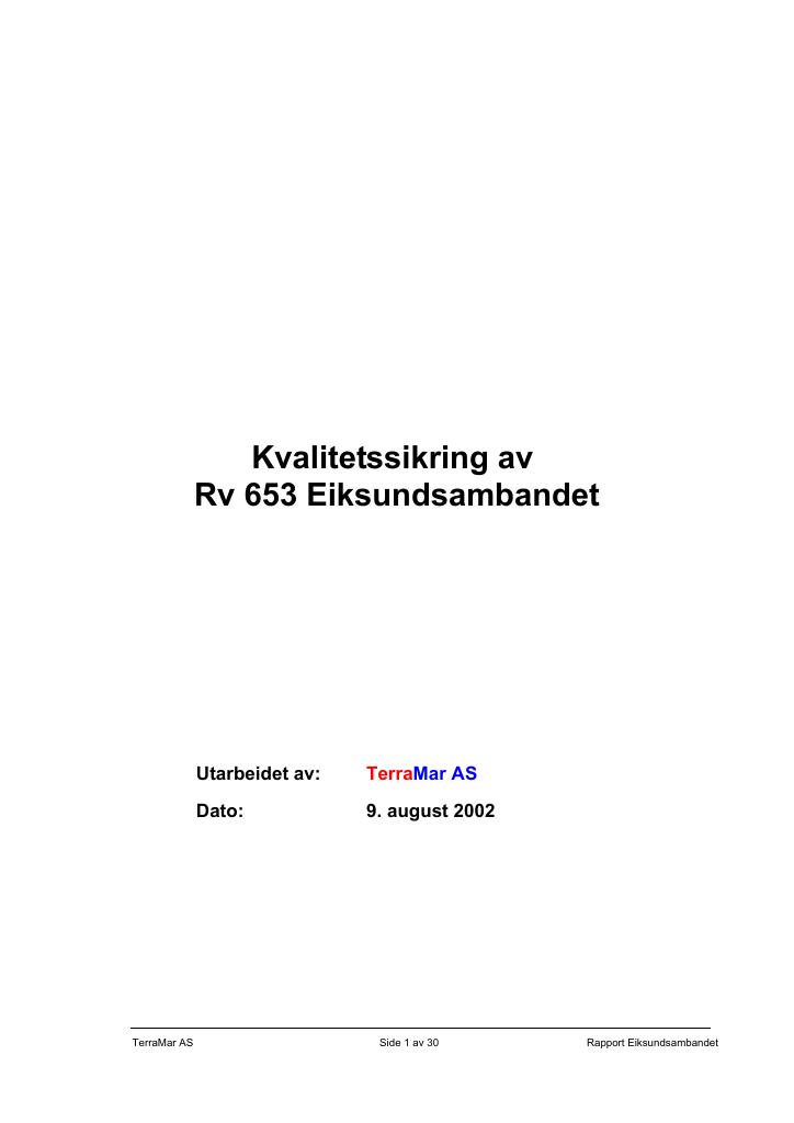 Forsiden av dokumentet Rv653 Eiksundsambandet