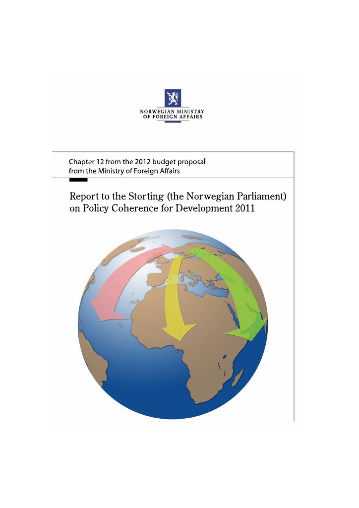 Forsiden av dokumentet Report to the Storting on Policy Coherence for Development 2011