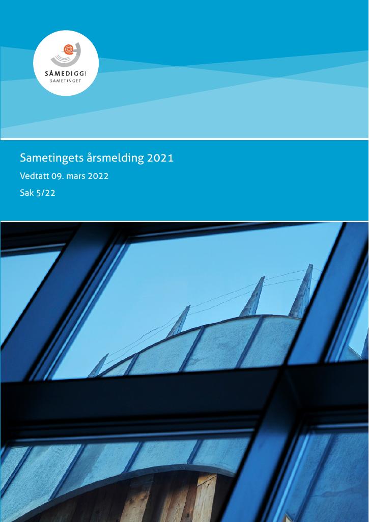 Forsiden av dokumentet Sametingets årsmelding.pdf 2021