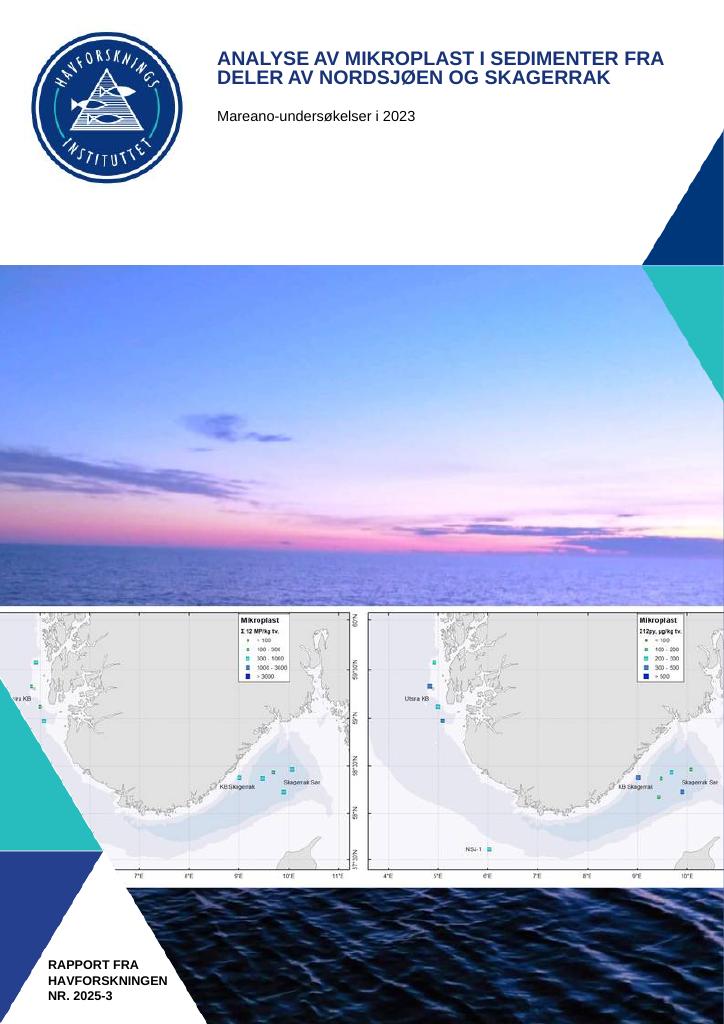 Forsiden av dokumentet Analyse av mikroplast i sedimenter fra deler av Nordsjøen og Skagerak