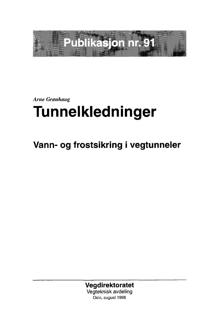 Forsiden av dokumentet Tunnelkledninger