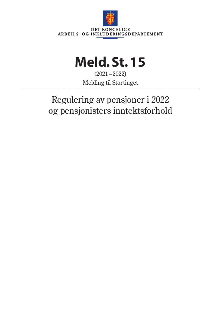 Forsiden av dokumentet Meld. St. 15 (2021–2022)