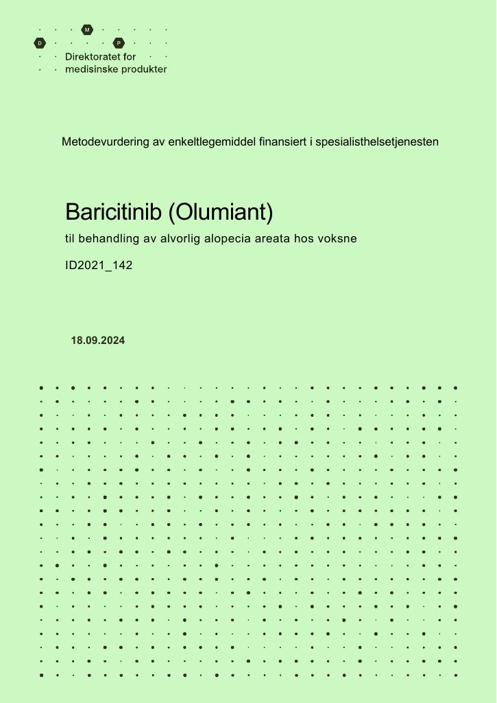 Forsiden av dokumentet Baricitinib (Olumiant)
til behandling av alvorlig alopecia areata hos voksne