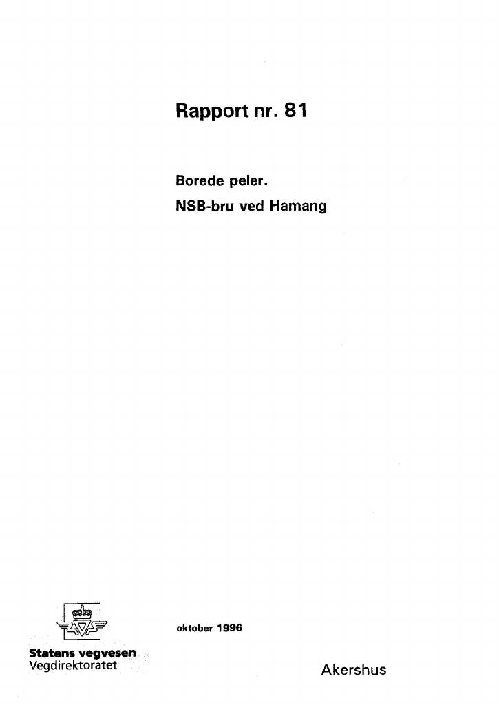 Forsiden av dokumentet Borede peler. NSB-bru ved Hamang