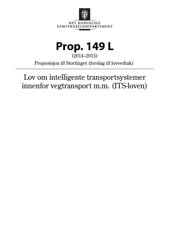 Forsiden av dokumentet Prop. 149 L (2014–2015)