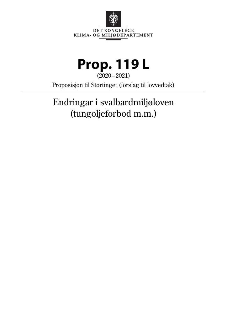 Forsiden av dokumentet Prop. 119 L (2020–2021)