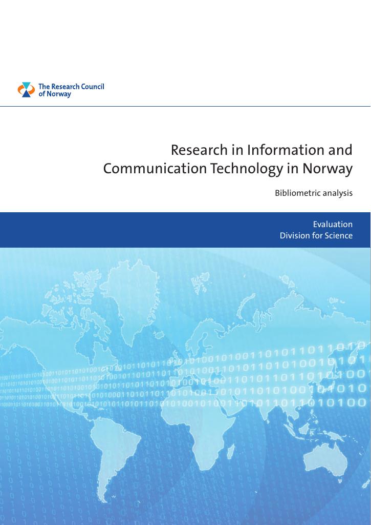 Forsiden av dokumentet Research in Information and Communication Technology in Norway