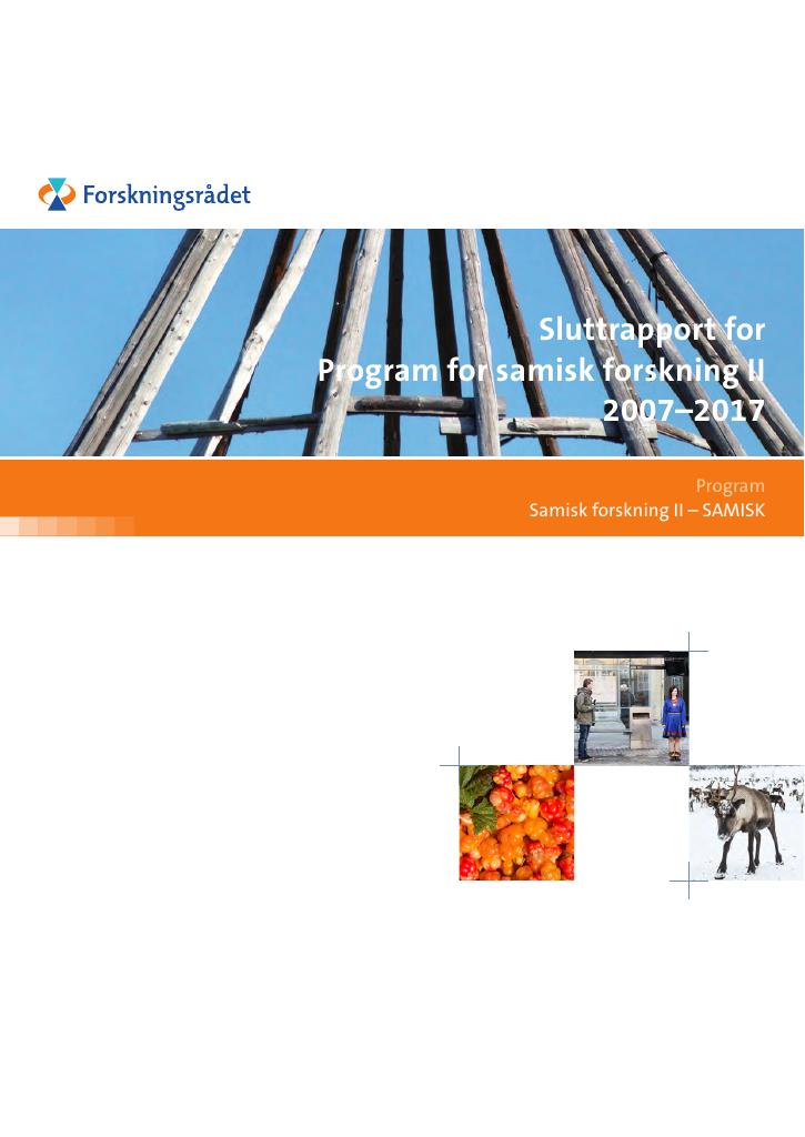 Forsiden av dokumentet Sluttrapport for Program for samisk forskning II 2007-2017