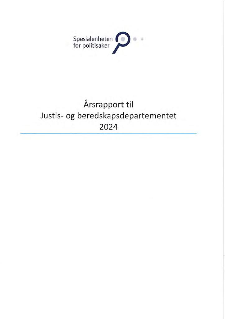 Forsiden av dokumentet Årsrapport Spesialenheten for politisaker 2024