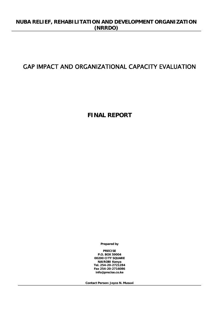 Forsiden av dokumentet Participatory impact and organizational performance of the education programme of NRRDO