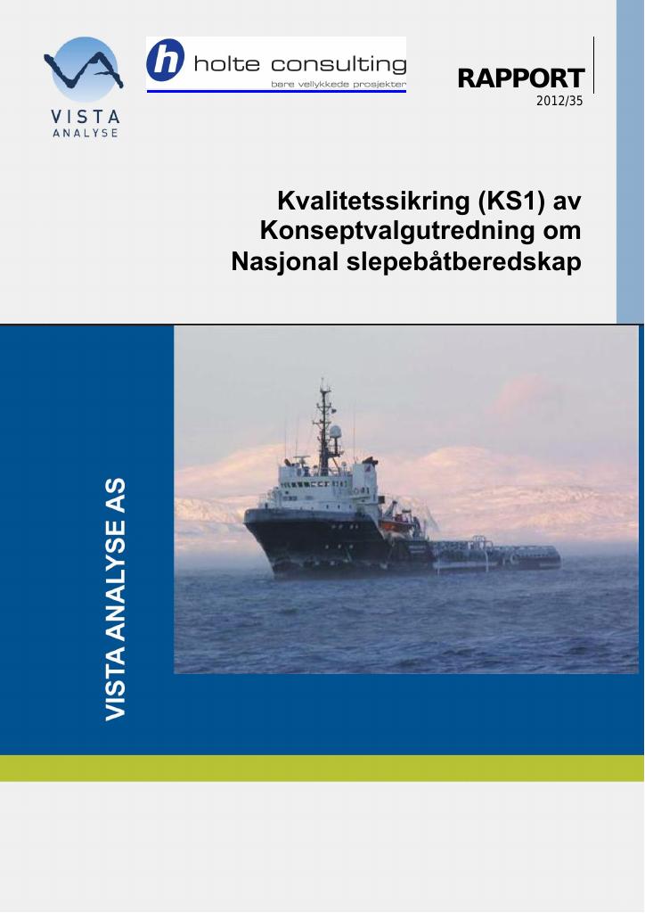 Forsiden av dokumentet Nasjonal slepebåtberedskap