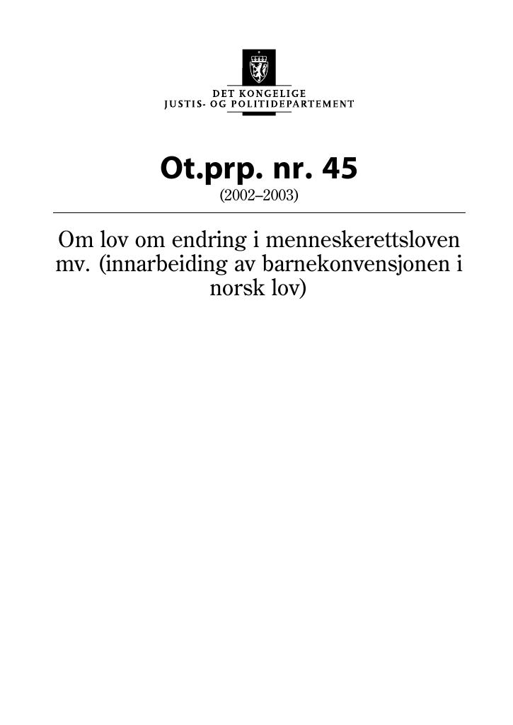 Forsiden av dokumentet Ot.prp. nr. 45 (2002-2003)