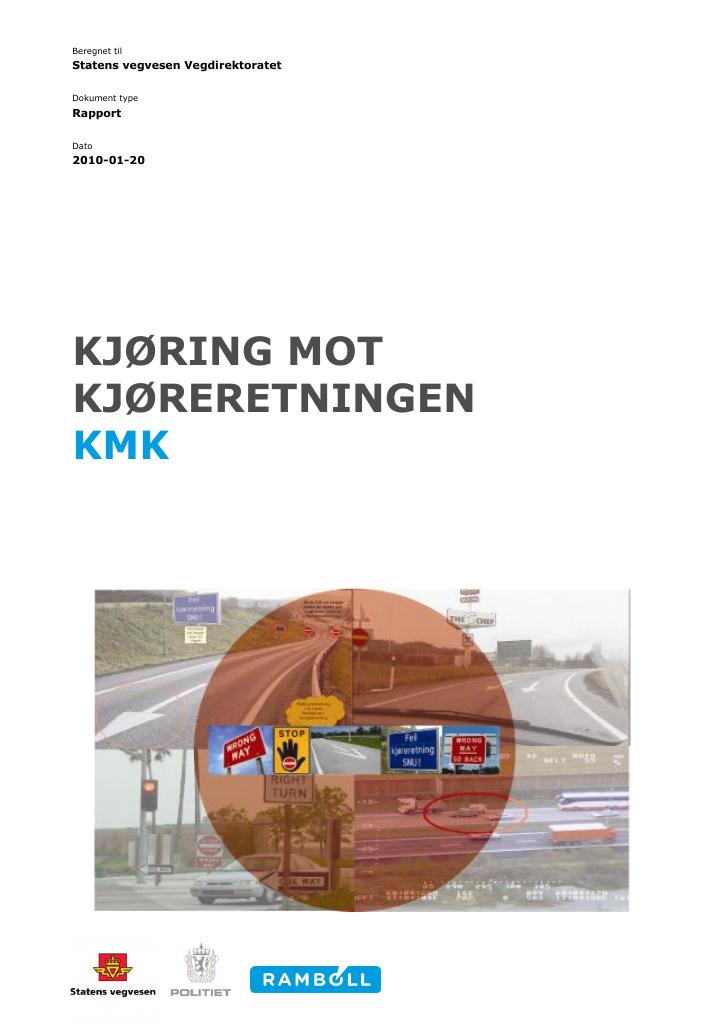 Forsiden av dokumentet Kjøring mot kjøreretningen (KMK)