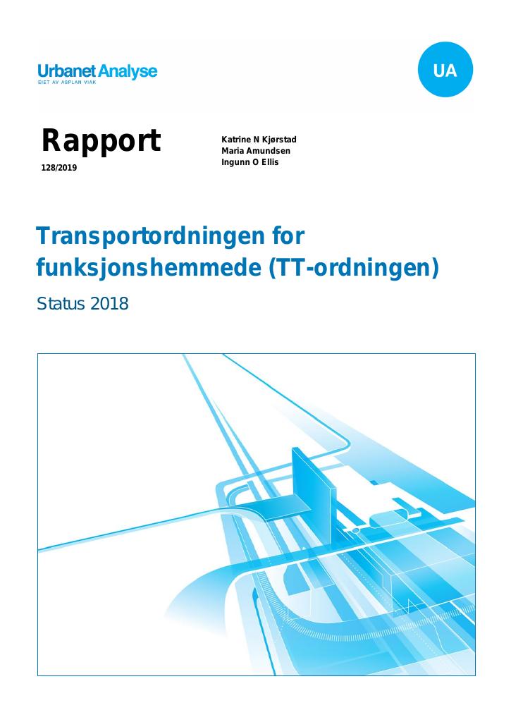 Forsiden av dokumentet Transportordningen for funksjonshemmede (TT-ordningen) - Status 2018