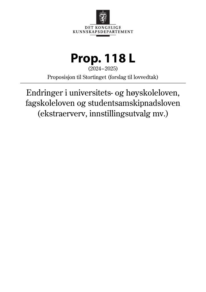 Forsiden av dokumentet Prop. 118 L (2024–2025)