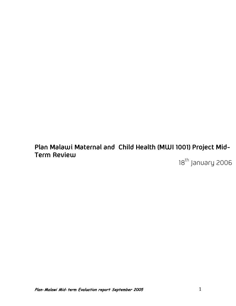 Forsiden av dokumentet Plan Malawi Maternal and Child Health Project Mid Term Review