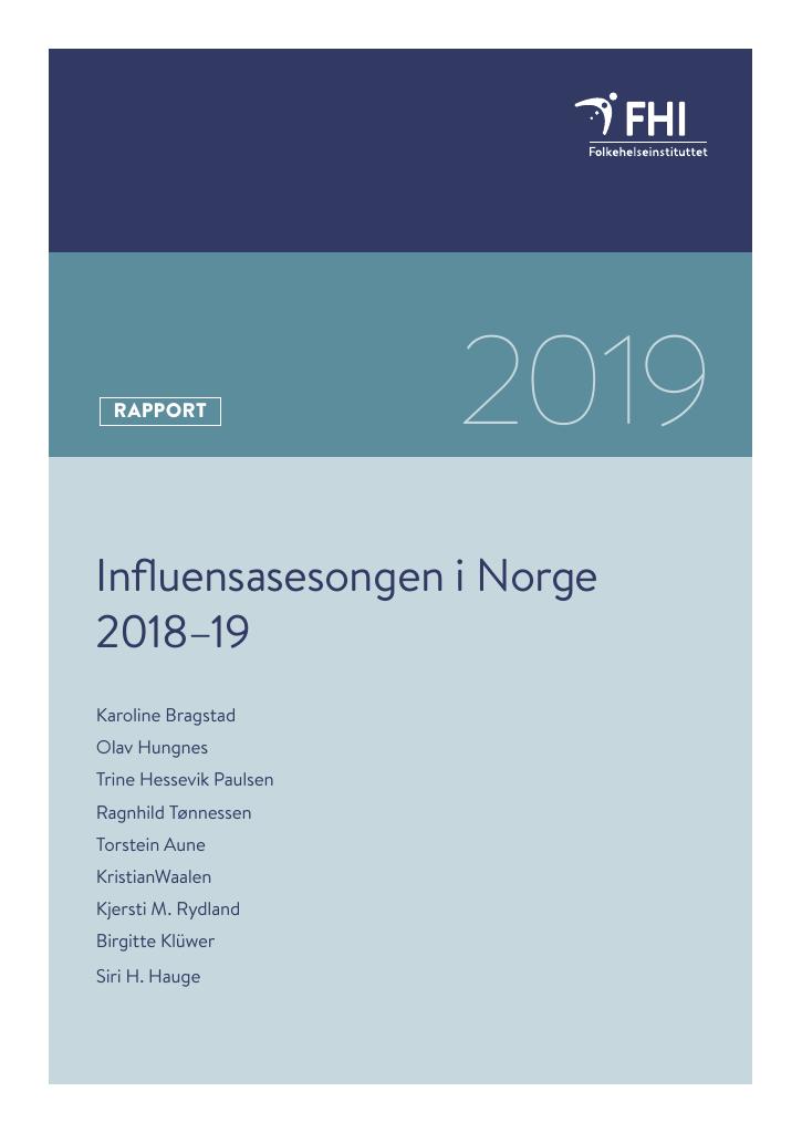 Forsiden av dokumentet Influensasesongen i Norge 2018-19