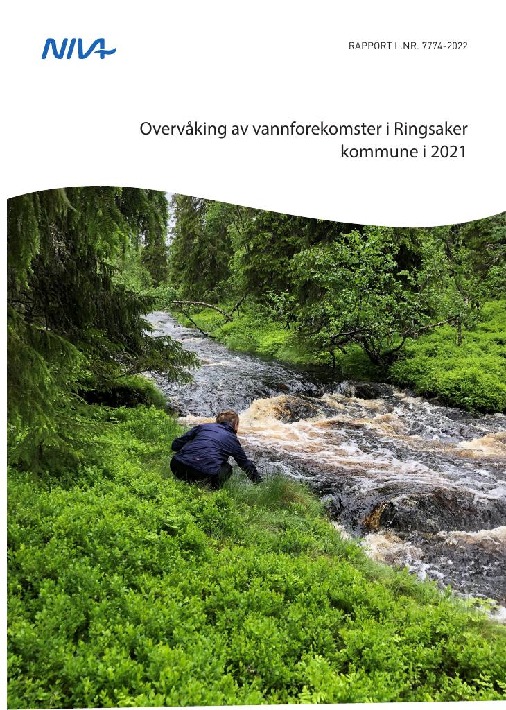 Forsiden av dokumentet Overvåking av vannforekomster i Ringsaker kommune i 2021