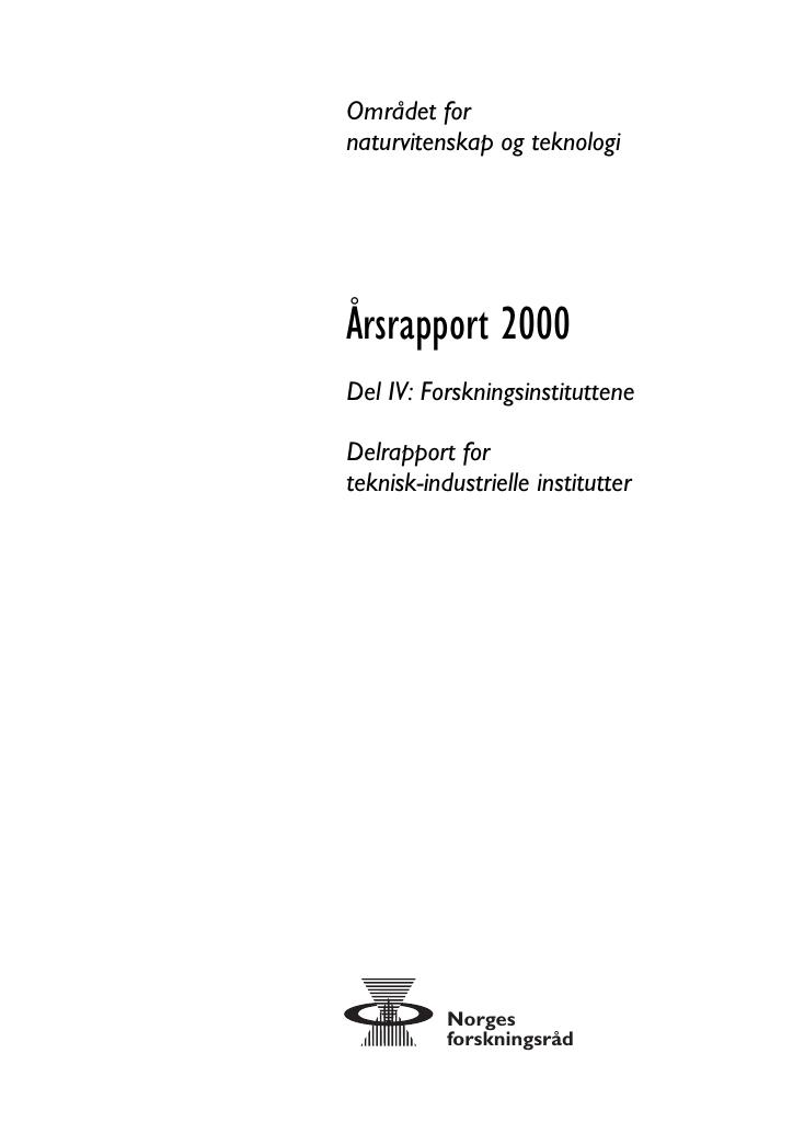 Forsiden av dokumentet Årsrapport Teknisk-industrielle institutter 2000