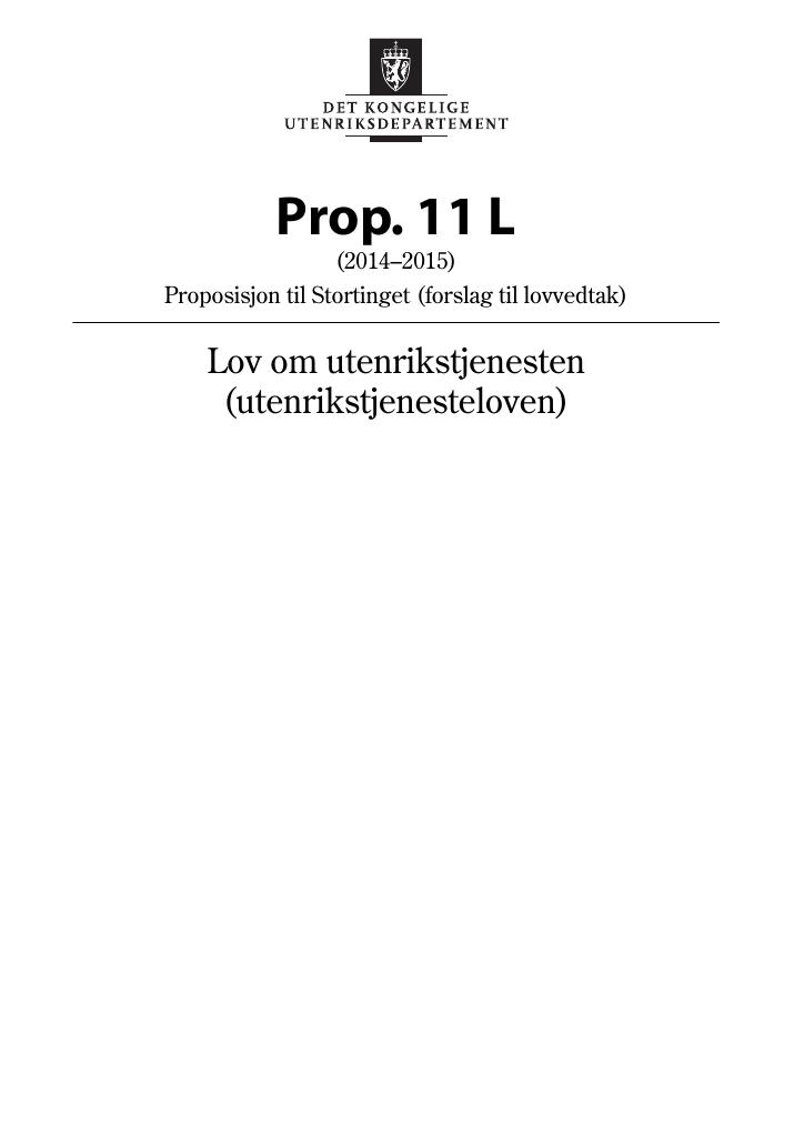 Forsiden av dokumentet Prop. 11 L (2014–2015)