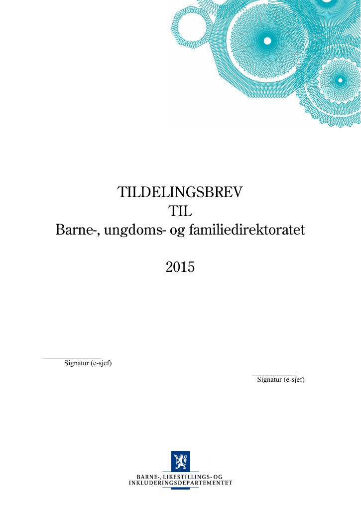 Forsiden av dokumentet Tildelingsbrev 2015