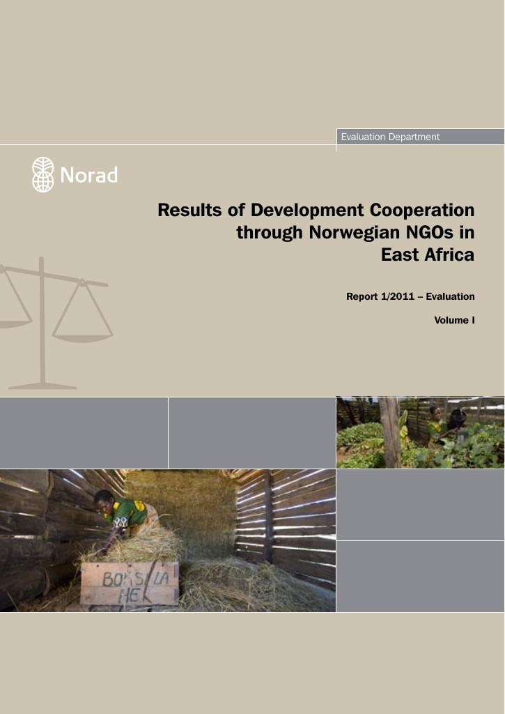 Forsiden av dokumentet Results of Development Cooperation through Norwegian NGOs in East Africa
