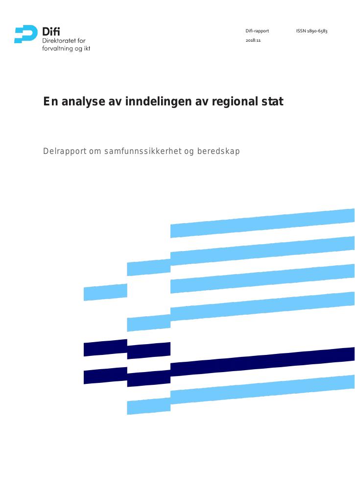 Forsiden av dokumentet En analyse av inndelingen av regional stat - Delrapport om samfunnssikkerhet og beredskap