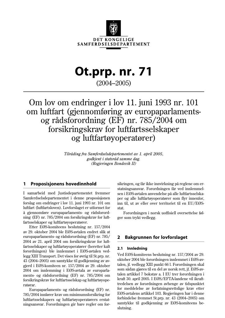 Forsiden av dokumentet Ot.prp. nr. 71 (2004-2005)