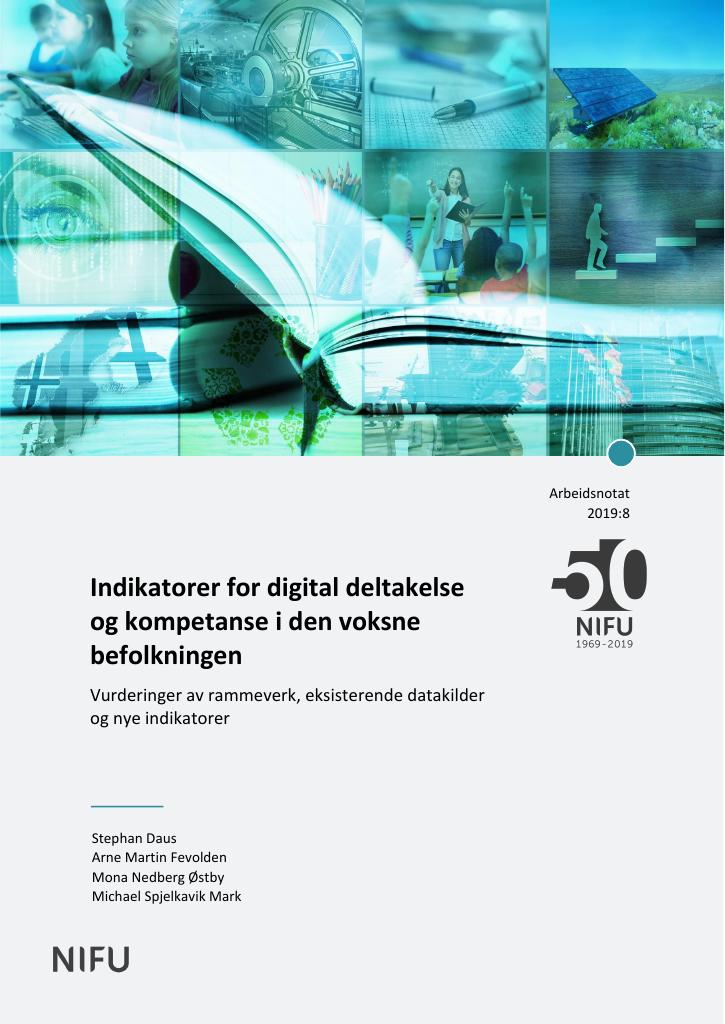 Forsiden av dokumentet Indikatorer for digital deltakelse og kompetanse i den voksne befolkningen