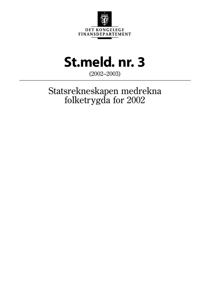 Forsiden av dokumentet St.meld. nr. 3 (2002-2003)