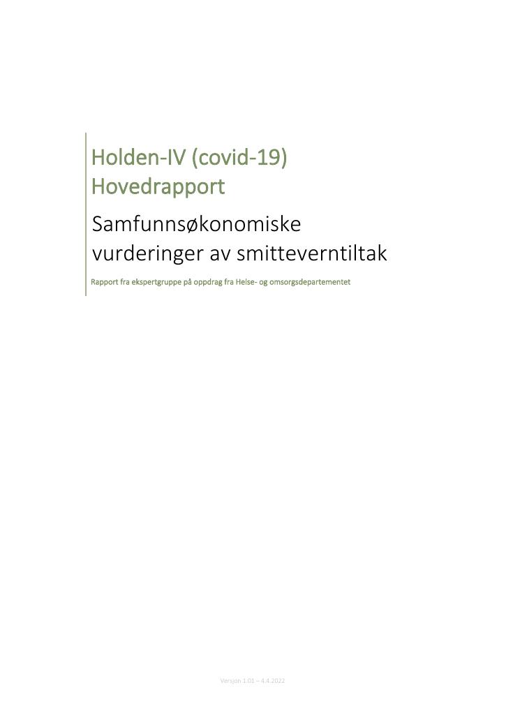 Forsiden av dokumentet Samfunnsøkonomiske vurderinger av smitteverntiltak