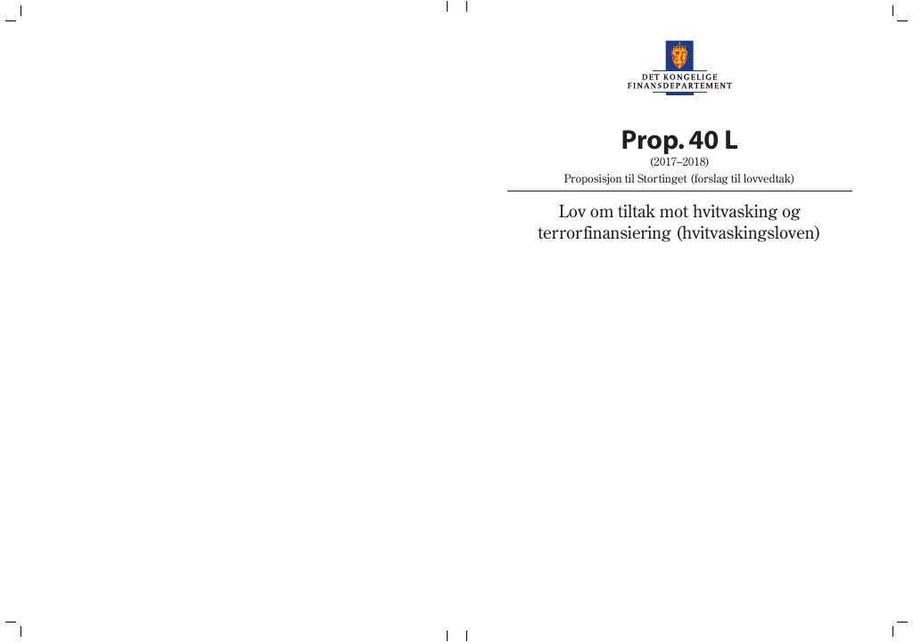 Forsiden av dokumentet Prop. 40 L (2017–2018)