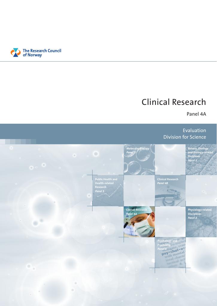 Forsiden av dokumentet Clinical Research. Panel 4A