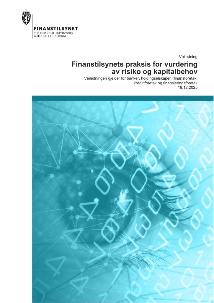 Forsiden av dokumentet Finanstilsynets praksis for vurdering av risiko og kapitalbehov