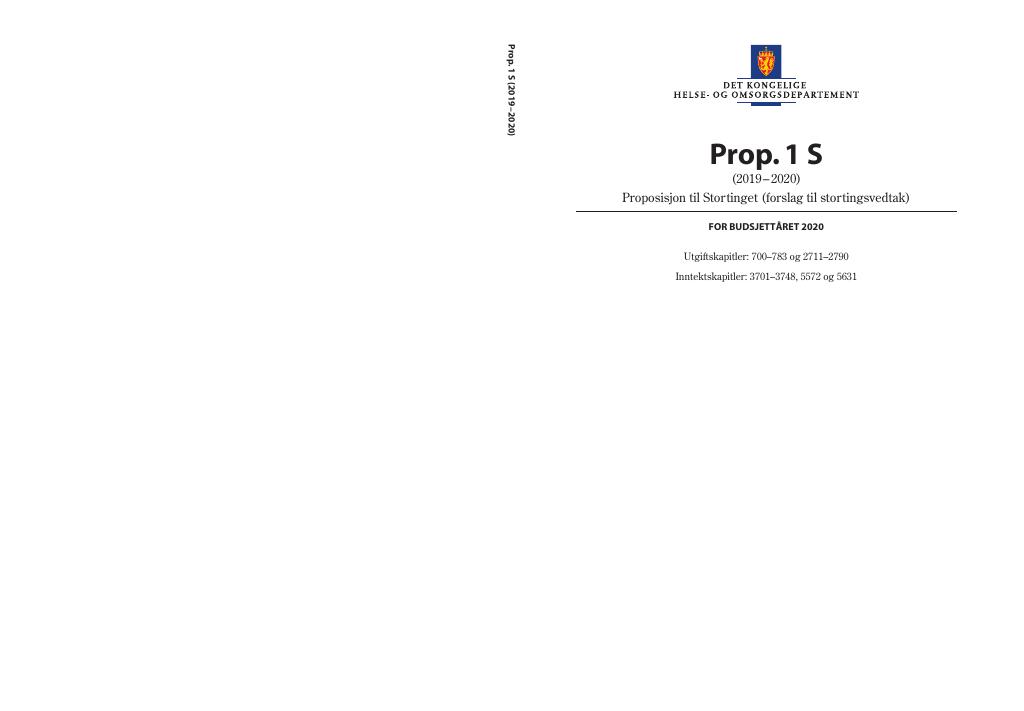 Forsiden av dokumentet Prop. 1 S (2019–2020)