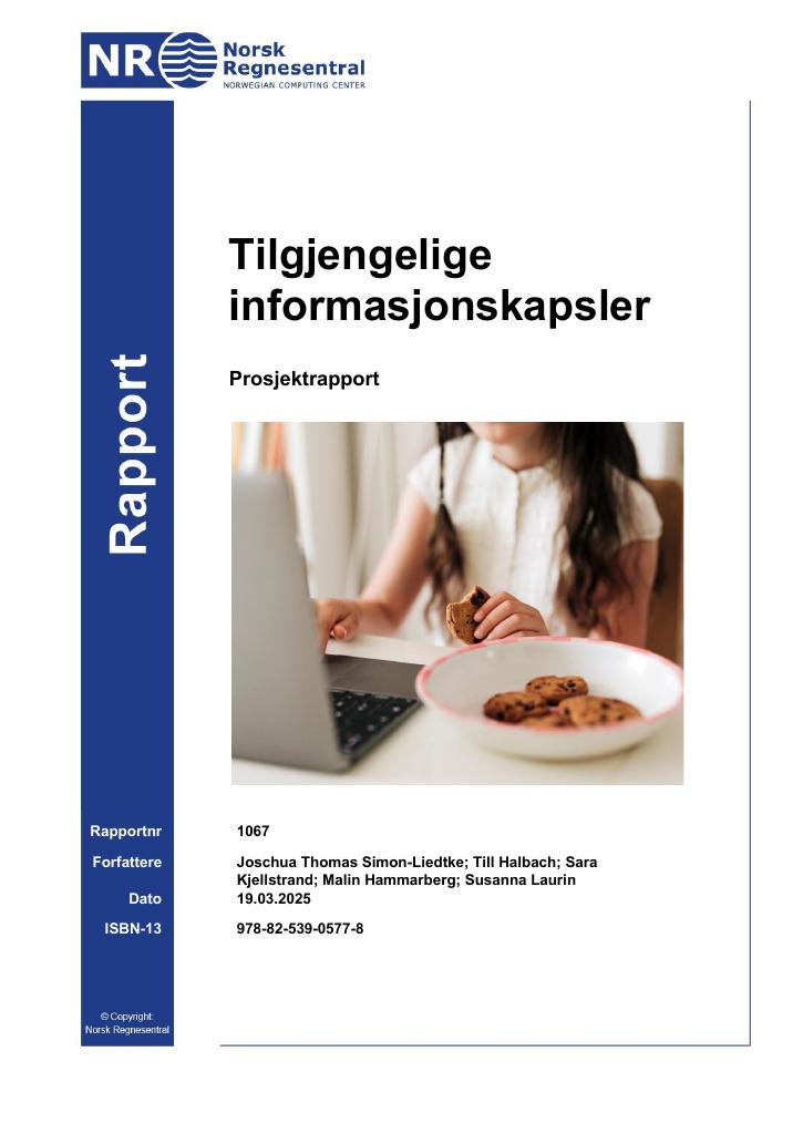 Forsiden av dokumentet Tilgjengelige informasjonskapsler