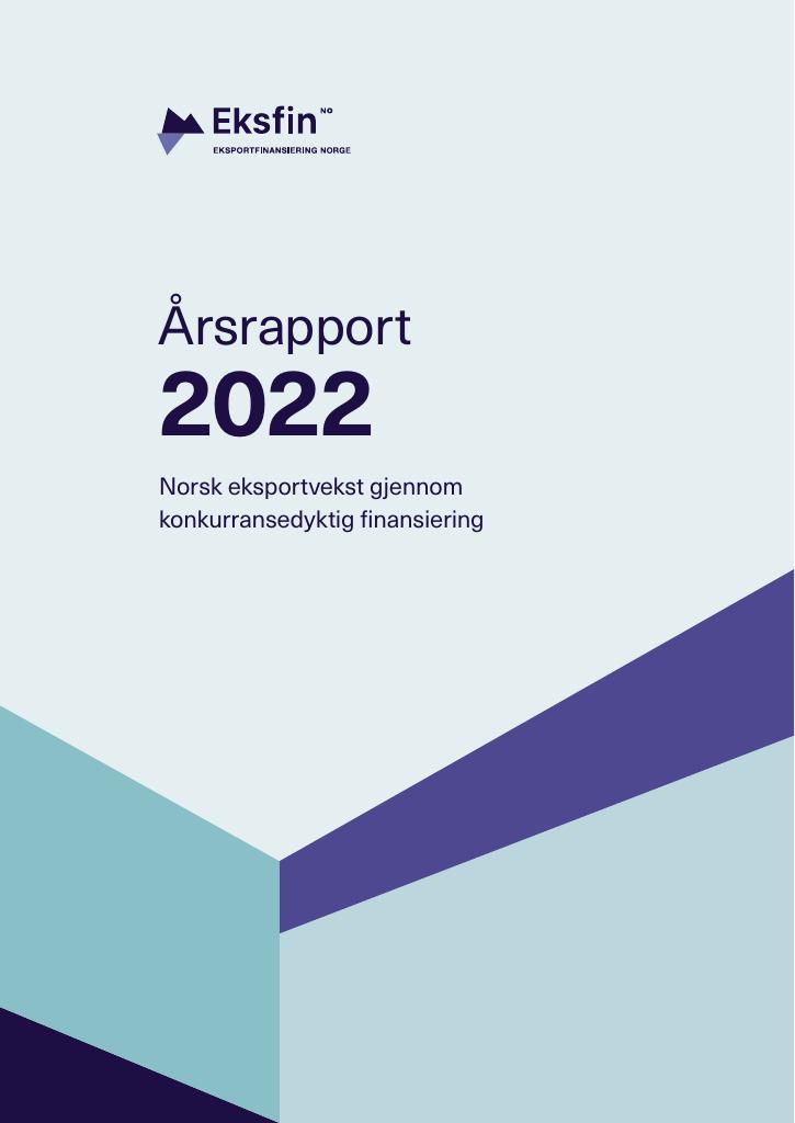 Forsiden av dokumentet Årsrapport Eksportfinansiering Norge 2022