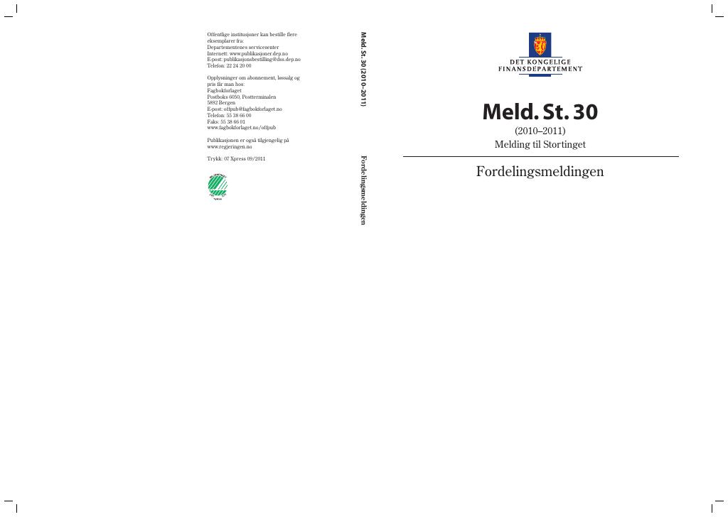 Forsiden av dokumentet Meld. St. 30 (2010–2011)