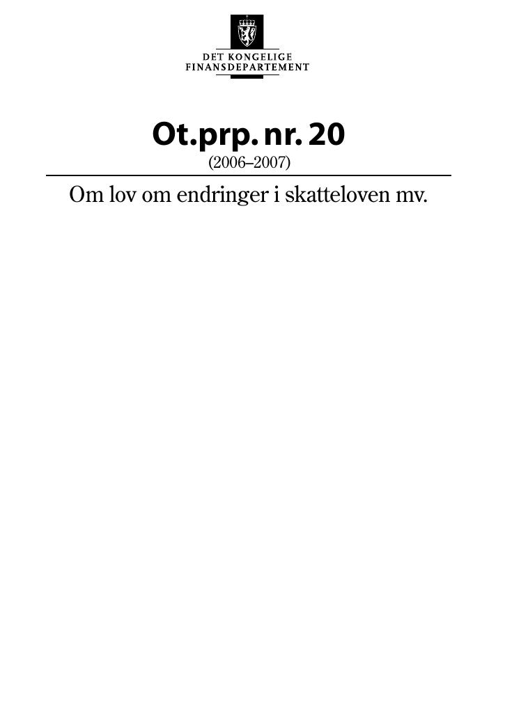 Forsiden av dokumentet Ot.prp. nr. 20 (2006-2007)