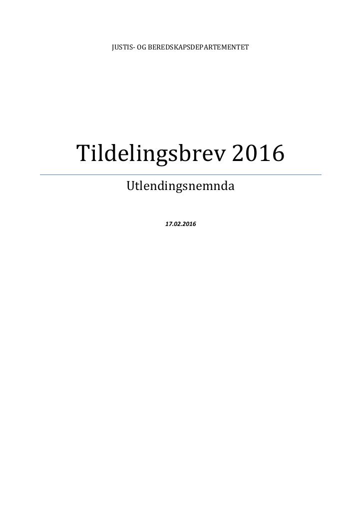 Forsiden av dokumentet Tildelingsbrev (PDF)