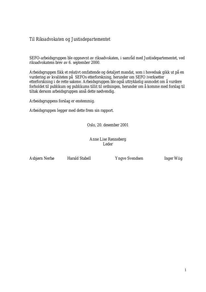 Forsiden av dokumentet SEFOs etterforskning