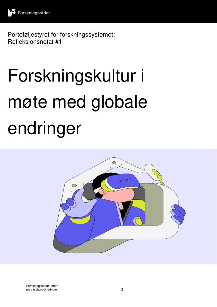 Forsiden av dokumentet Forskningskultur i møte med globale endringer