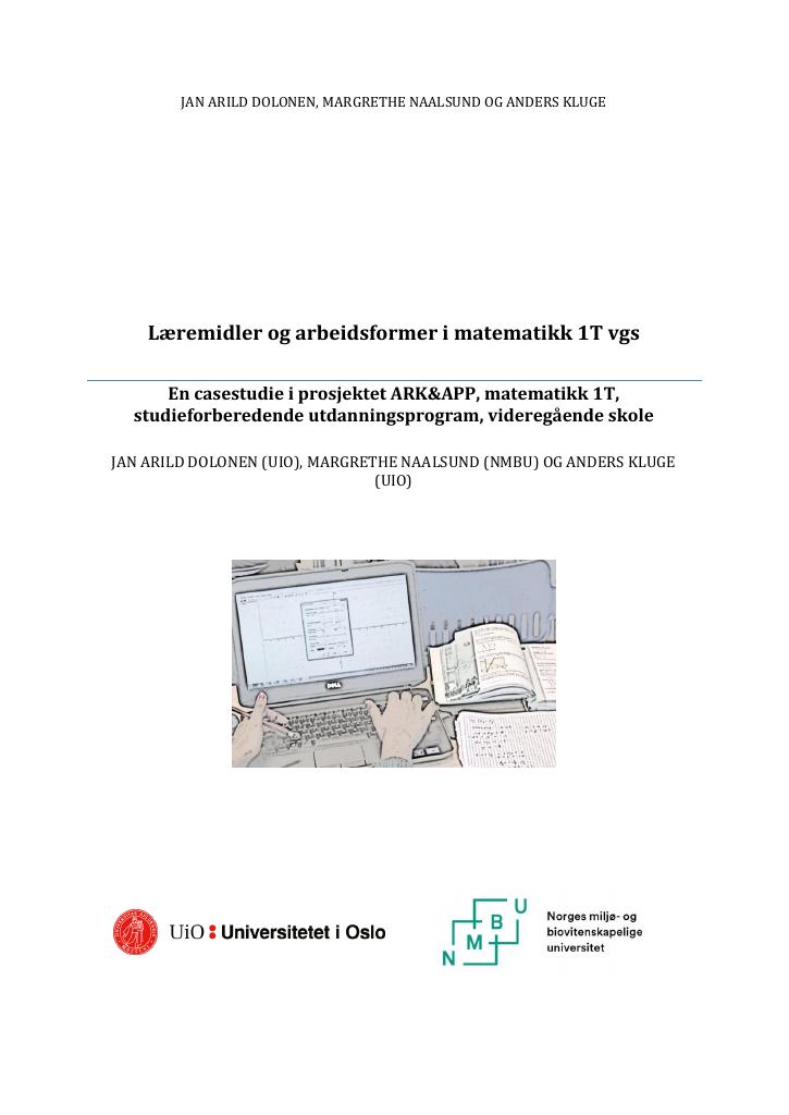 Forsiden av dokumentet Læremidler og arbeidsformer i matematikk 1T vgs
