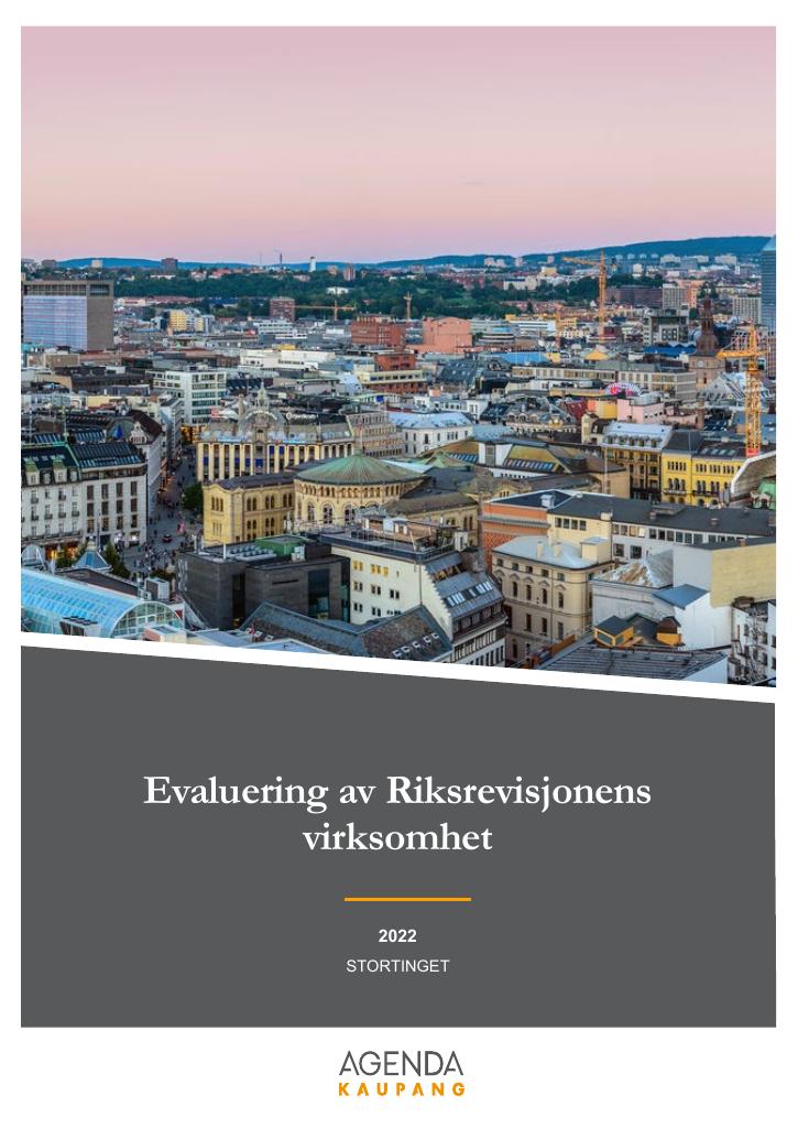 Forsiden av dokumentet Evaluering av Riksrevisjonens virksomhet