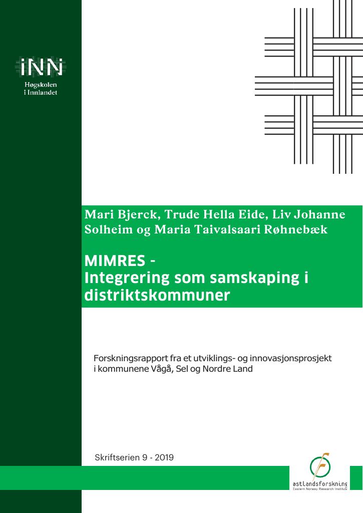 Forsiden av dokumentet MIMRES - Integrering som samskaping i distriktskommuner