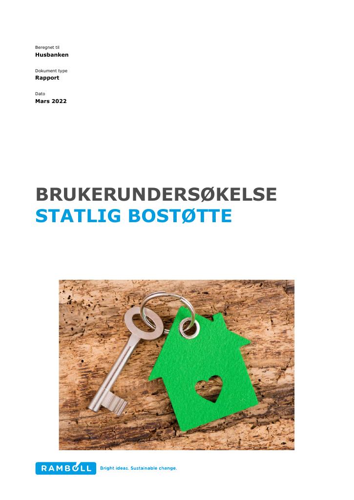 Forsiden av dokumentet BRUKERUNDERSØKELSE STATLIG BOSTØTTE